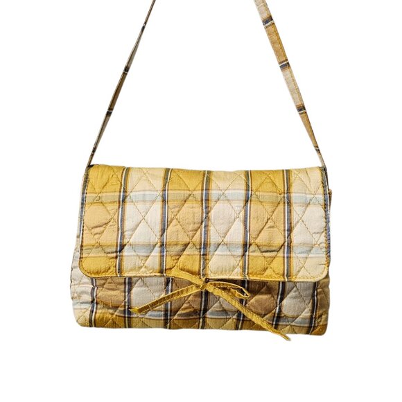 Vera Bradley Silk Quilted Striped Golden Small Y2K Shoulder Handbag - Picture 11 of 15
